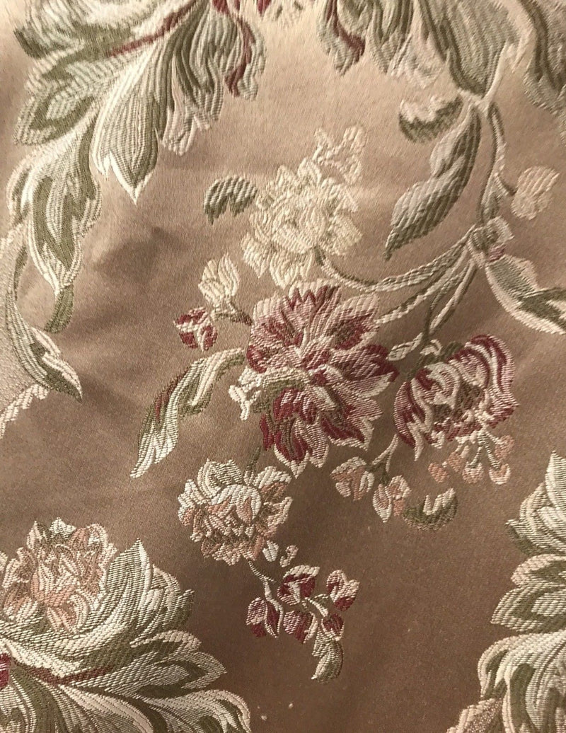 SALE! Fat Quarter 18” X 20” Jacquard Satin Fabric- Antique Floral Rose Gold - Fancy Styles Fabric Boutique