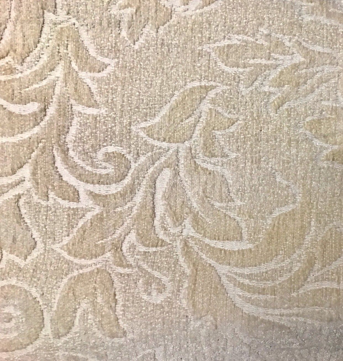 SWATCH Designer Floral Burnout Chenille Velvet Fabric - Brocade- Cream - Fancy Styles Fabric Pierre Frey Lee Jofa Brunschwig & Fils