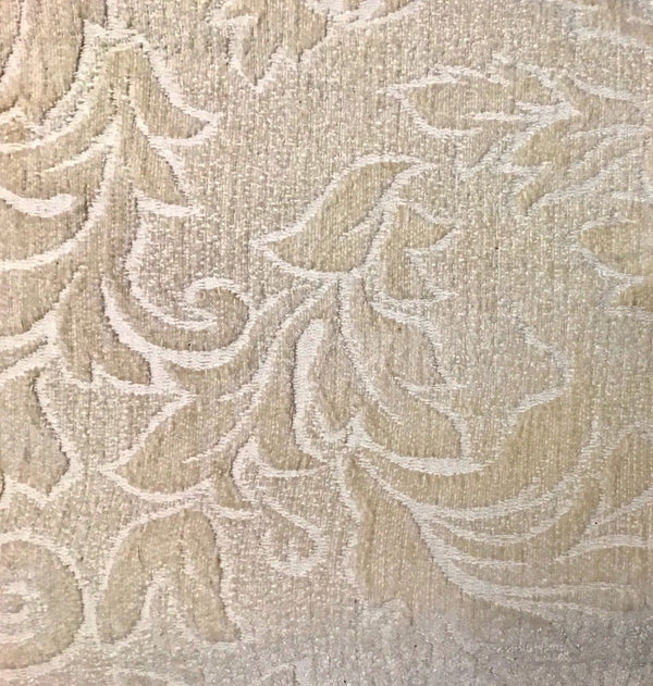 SWATCH Designer Floral Burnout Chenille Velvet Fabric - Brocade- Cream - Fancy Styles Fabric Pierre Frey Lee Jofa Brunschwig & Fils
