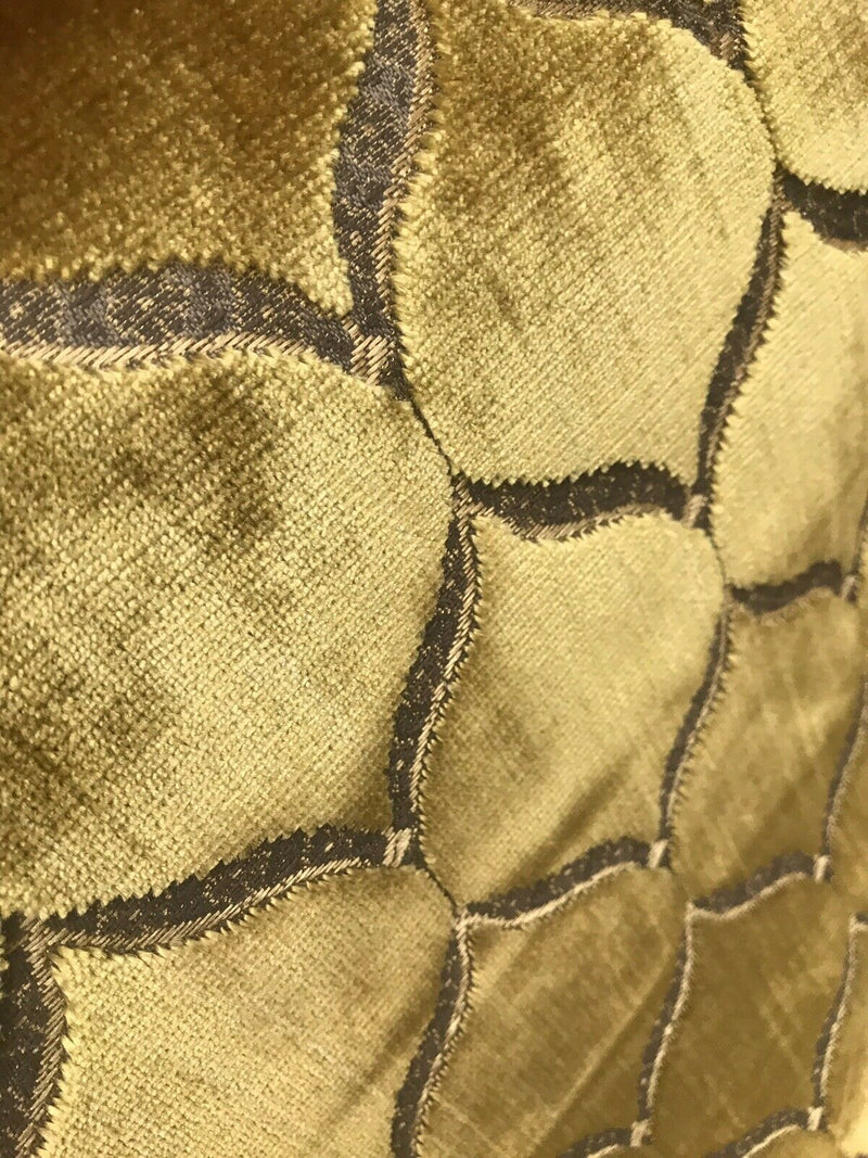 King Mark Novelty Designer Italian Burnout Geometric Velvet Fabric - Upholstery- BTY Gold - Fancy Styles Fabric Pierre Frey Lee Jofa Brunschwig & Fils