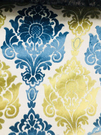 SWATCH- Imported Belgium Burnout Damask Chenille Velvet Fabric Upholstery - Fancy Styles Fabric Boutique