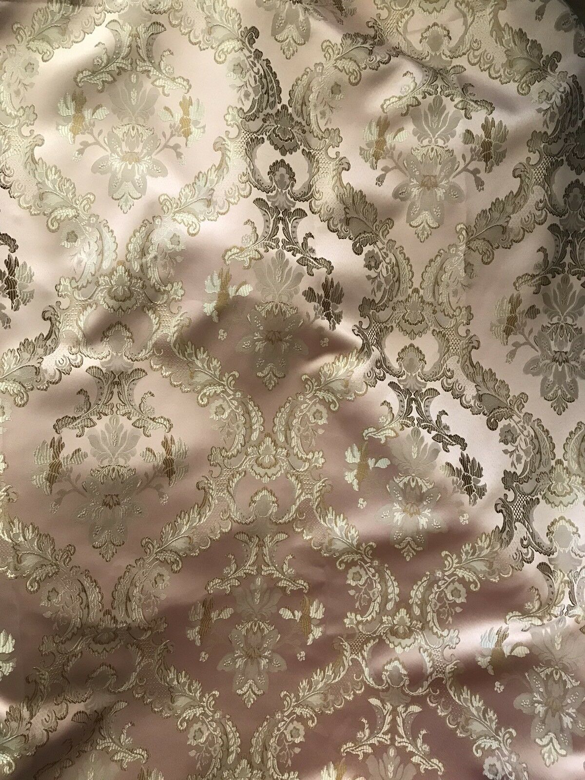 110” Wide- SALE! Prince Lucas Designer Brocade Jacquard Fabric- Antique Pink Gold- Damask - Fancy Styles Fabric Pierre Frey Lee Jofa Brunschwig & Fils