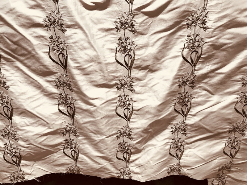 Princess Cyrena Designer 100% Silk Dupioni Embroidered Fabric - Pink - Fancy Styles Fabric Pierre Frey Lee Jofa Brunschwig & Fils