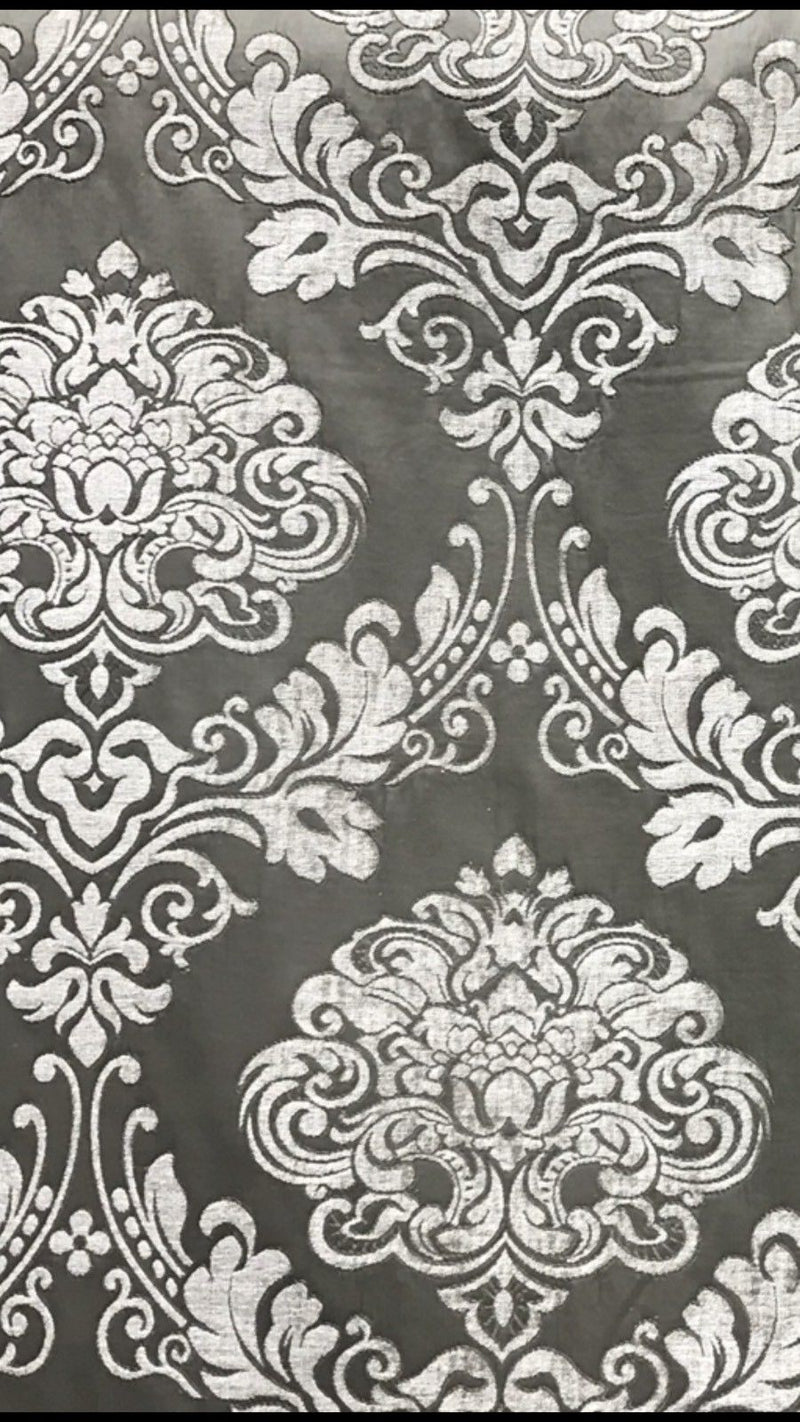 SWATCH Designer Satin Burnout Chenille Velvet Fabric - Gray Upholstery Damask - Fancy Styles Fabric Pierre Frey Lee Jofa Brunschwig & Fils