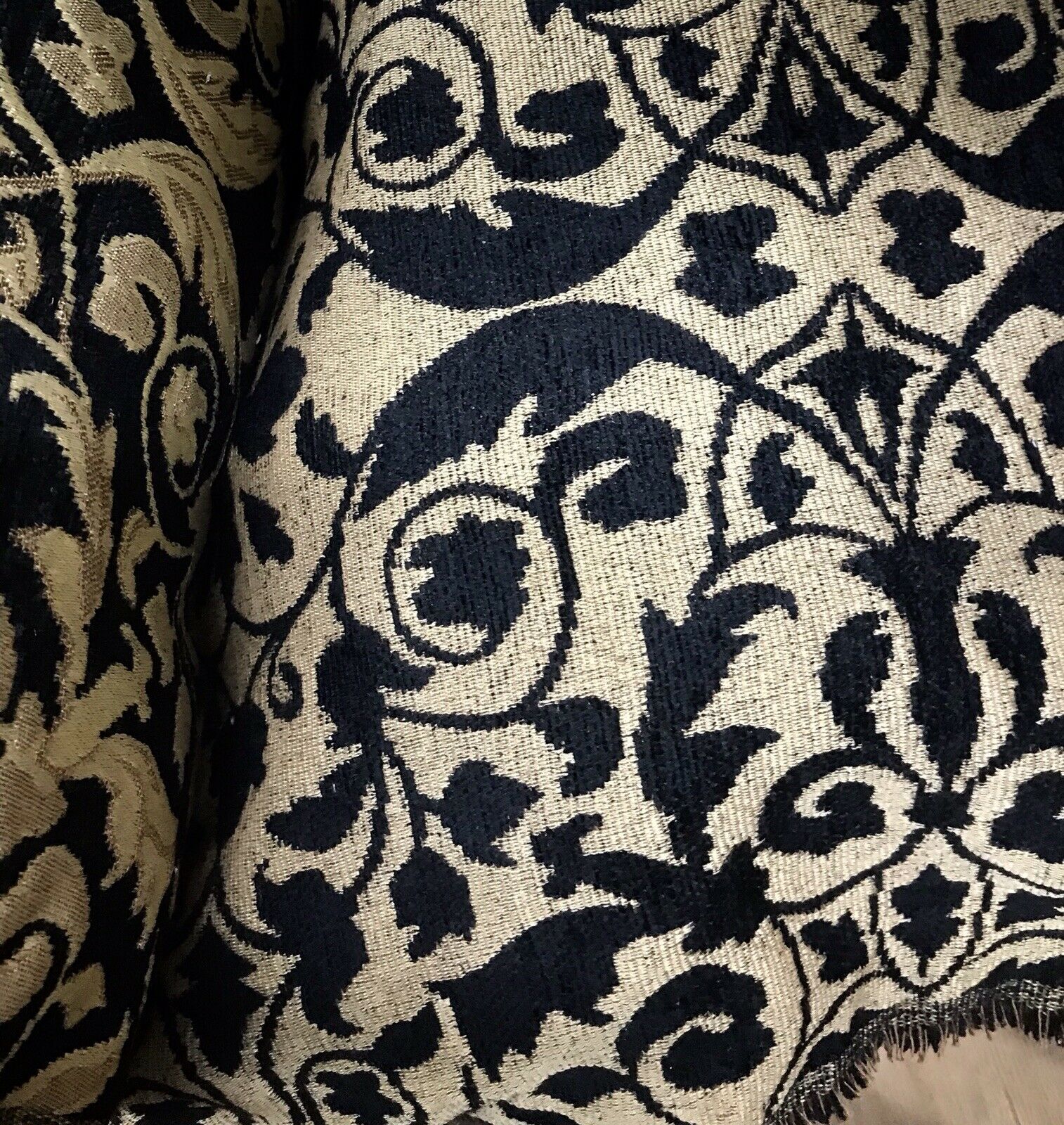 NEW SALE! Prince Maverick Velvet Chenille Burnout Upholstery Drapery Fabric  -Black & Gold Floral