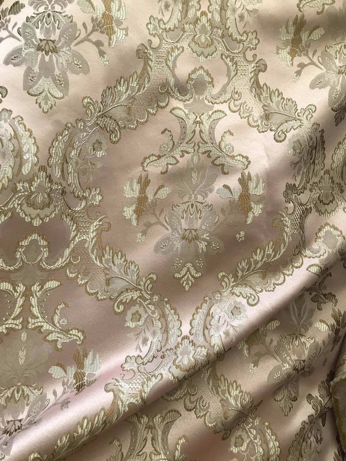 110” Wide- SALE! Prince Lucas Designer Brocade Jacquard Fabric- Antique Pink Gold- Damask - Fancy Styles Fabric Pierre Frey Lee Jofa Brunschwig & Fils