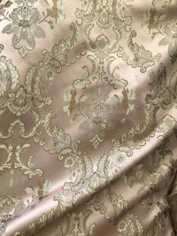 110” Wide- SALE! Prince Lucas Designer Brocade Jacquard Fabric- Antique Pink Gold- Damask - Fancy Styles Fabric Pierre Frey Lee Jofa Brunschwig & Fils