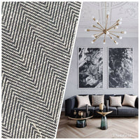 NEW Countess Cora Novelty Designer Herringbone Chevron Upholstery & Drapery Tweed Fabric - Steel Grey - Fancy Styles Fabric Pierre Frey Lee Jofa Brunschwig & Fils