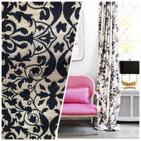 Designer Velvet Chenille Burnout Fabric - Black Flax Floral - Fancy Styles Fabric Pierre Frey Lee Jofa Brunschwig & Fils