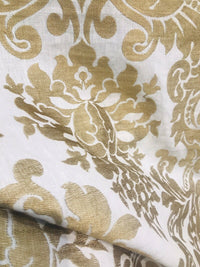 NEW Duchess Dolly Novelty Belgium Designer Imported 100% Linen Damask Fabric Gold - Fancy Styles Fabric Pierre Frey Lee Jofa Brunschwig & Fils