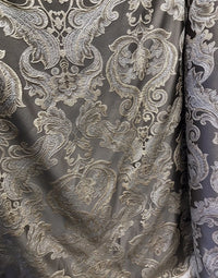 SWATCH 8” x 8” Sample- Designer Brocade Satin Fabric- Gray Silver Gold - Damask - Fancy Styles Fabric Pierre Frey Lee Jofa Brunschwig & Fils