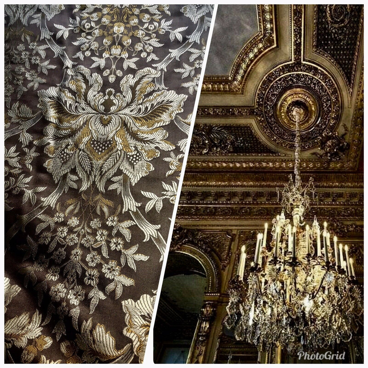 NEW Sir Ian 100% Silk Taffeta Dupioni Floral Brocade Damask Fabric -Brown - Fancy Styles Fabric Pierre Frey Lee Jofa Brunschwig & Fils