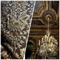 NEW Sir Ian 100% Silk Taffeta Dupioni Floral Brocade Damask Fabric -Brown - Fancy Styles Fabric Pierre Frey Lee Jofa Brunschwig & Fils