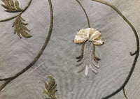 NEW! 100% Silk Dupioni Embroidered Velvet Floral Fabric- Grey Taupe Lavender BTY - Fancy Styles Fabric Pierre Frey Lee Jofa Brunschwig & Fils