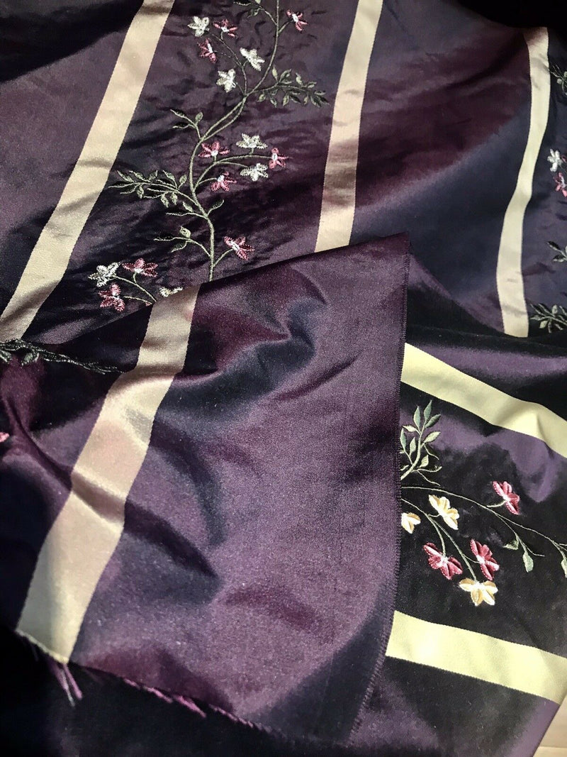 SALE! Princess Harriet Designer 100% Silk Taffeta Embroidery Fabric Purple 55” Wide - Fancy Styles Fabric Pierre Frey Lee Jofa Brunschwig & Fils