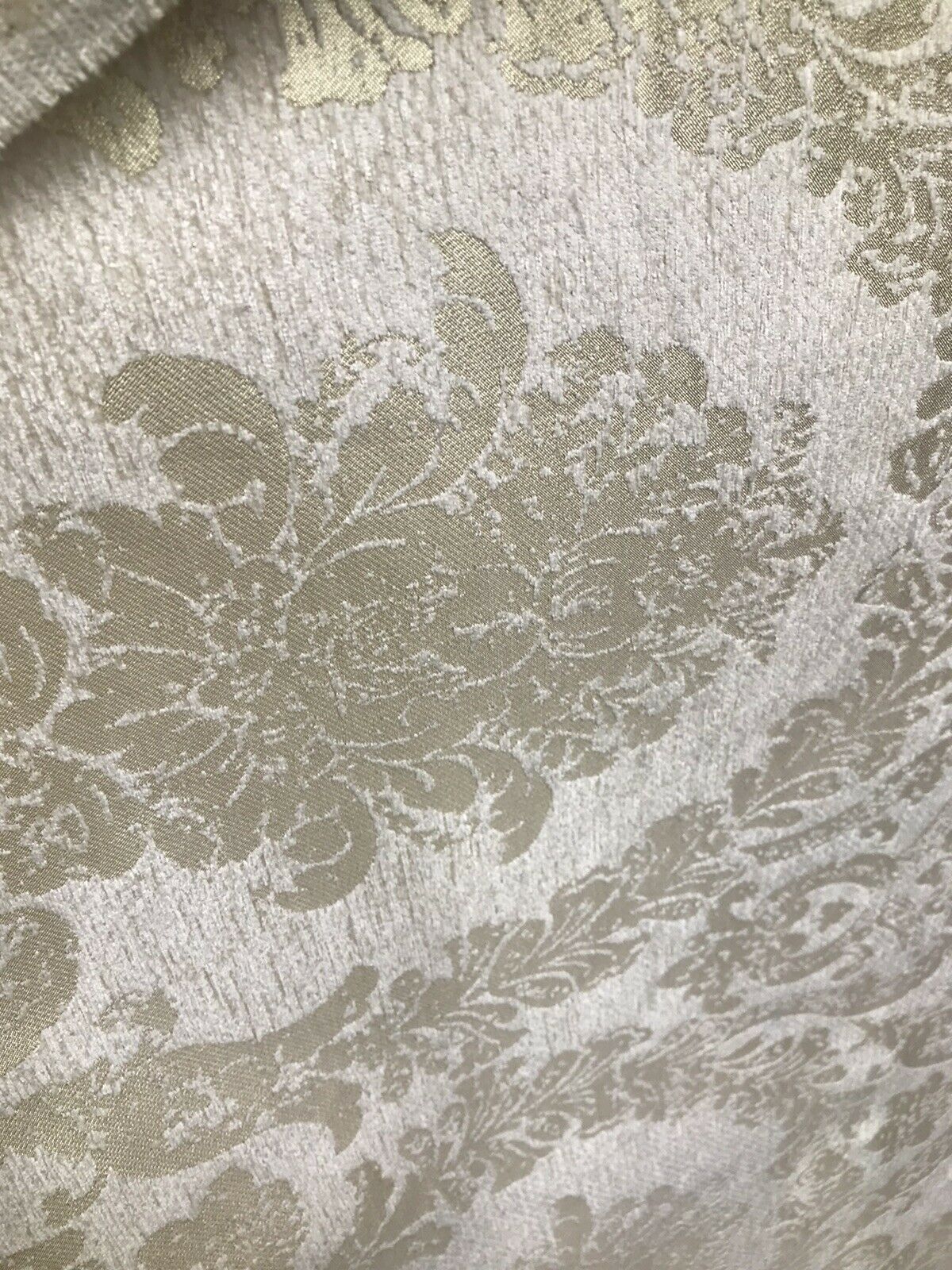 Lord Augustin Designer Velvet Chenille Burnout Damask Upholstery Fabric - Cream & Gold - Fancy Styles Fabric Pierre Frey Lee Jofa Brunschwig & Fils