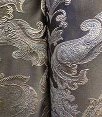 SWATCH 8” x 8” Sample- Designer Brocade Satin Fabric- Gray Silver Gold - Damask - Fancy Styles Fabric Pierre Frey Lee Jofa Brunschwig & Fils