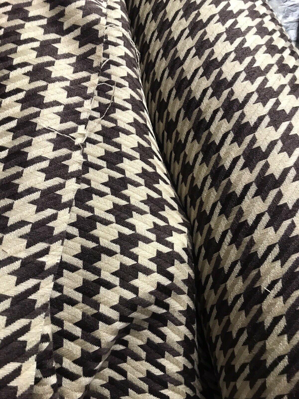 Sir Leo Novelty Designer Wool Oversized Pied de Coq Houndstooth Tweed Fabric - Brown - Fancy Styles Fabric Pierre Frey Lee Jofa Brunschwig & Fils