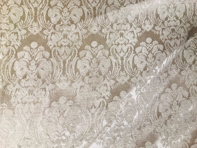 NEW SALE Designer Brocade Satin Damask Fabric- Antique Rose Gold- By The yard - Fancy Styles Fabric Boutique
