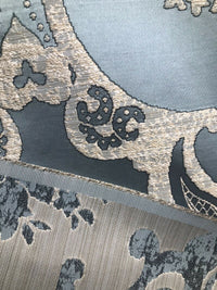 NEW Sir Darcey Designer Satin Burnout Damask Drapery Upholstery Fabric - Blue BTY - Fancy Styles Fabric Pierre Frey Lee Jofa Brunschwig & Fils