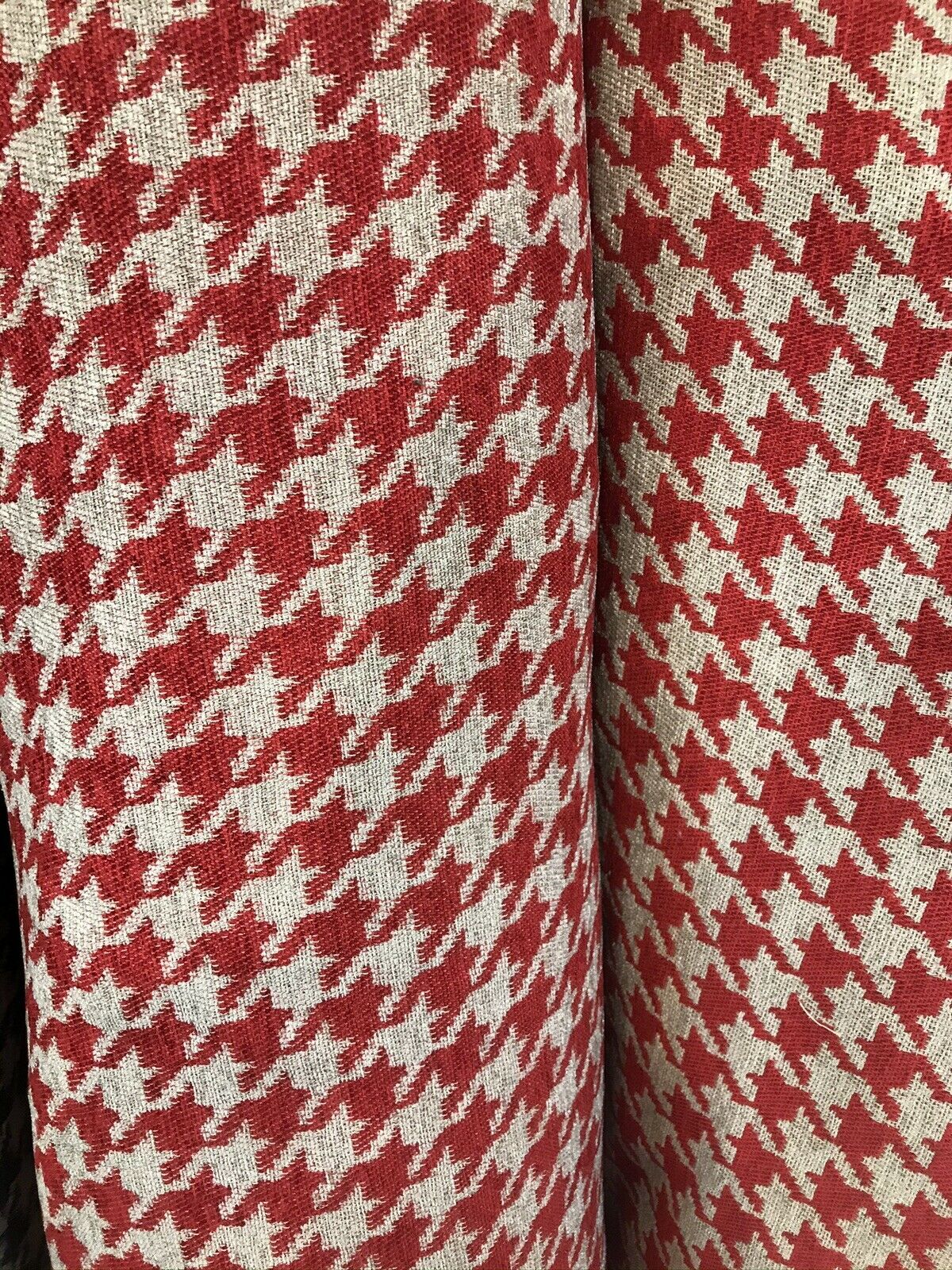 NEW Designer Upholstery Oversized Houndstooth Pattern Fabric - Red & Natural - Fancy Styles Fabric Pierre Frey Lee Jofa Brunschwig & Fils