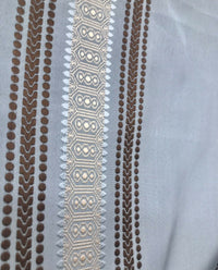 Sir Bradley Designer Brocade Satin Fabric- Pale Blue, Brown, Gold Stripes Neoclassical G1 - Fancy Styles Fabric Pierre Frey Lee Jofa Brunschwig & Fils