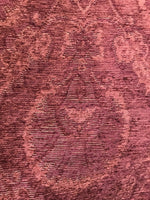 Designer Velvet Chenille Burnout Fabric - Antique Red Floral - Fancy Styles Fabric Pierre Frey Lee Jofa Brunschwig & Fils
