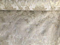 Lord Augustin Designer Velvet Chenille Burnout Damask Upholstery Fabric - Cream & Gold - Fancy Styles Fabric Pierre Frey Lee Jofa Brunschwig & Fils