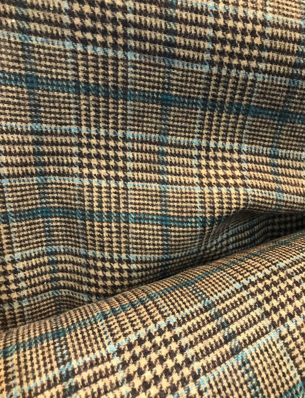 SWATCH Close-Out Designer Wool Brown Plaid Woven Fabric - Fancy Styles Fabric Boutique