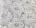 SWATCH 4” x 7” - Brocade Jacquard Fabric- White,Ivory, Grey Floral- Upholstery - Fancy Styles Fabric Pierre Frey Lee Jofa Brunschwig & Fils
