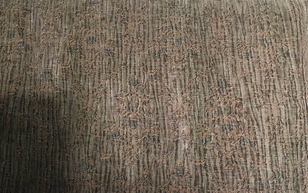 SALE! Designer Crinkle Velvet Chenille Burnout Fabric - Antique Olive W/ Peach - Fancy Styles Fabric Pierre Frey Lee Jofa Brunschwig & Fils