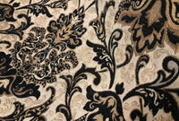 King Christopher Designer Velvet Chenille Burnout Damask Brocade Fabric - Black Beige Gold BTY - Fancy Styles Fabric Pierre Frey Lee Jofa Brunschwig & Fils