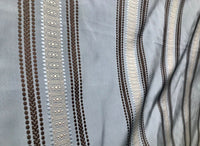 Sir Bradley Designer Brocade Satin Fabric- Pale Blue, Brown, Gold Stripes Neoclassical G1 - Fancy Styles Fabric Pierre Frey Lee Jofa Brunschwig & Fils