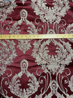 NEW Lord Tustin Designer Damask Satin Drapery Upholstery Fabric - Dark Red - Fancy Styles Fabric Pierre Frey Lee Jofa Brunschwig & Fils