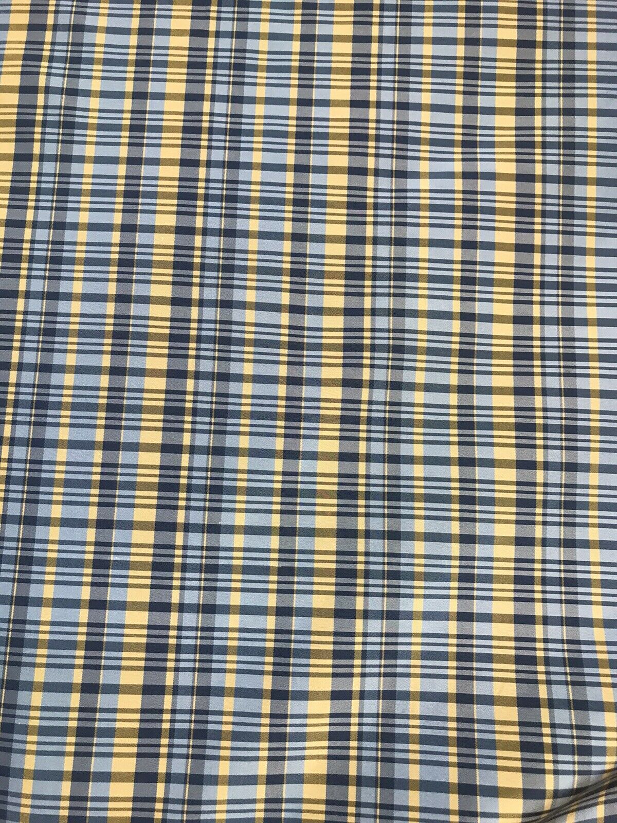 NEW Lady Riley Designer 100% Silk Taffeta Dupioni Plaid Tartan Fabric -Blue & Yellow - Fancy Styles Fabric Pierre Frey Lee Jofa Brunschwig & Fils