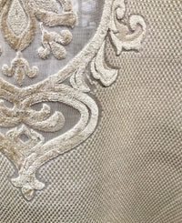 NEW! 112” Wide Designer Sheer Burnout Velvet Lace Drapery Fabric- Shell Pearl - Fancy Styles Fabric Pierre Frey Lee Jofa Brunschwig & Fils
