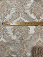 SWATCH Prince Simon Designer Brocade Satin Fabric - Taupe Ivory Floral Upholstery Damask - Fancy Styles Fabric Pierre Frey Lee Jofa Brunschwig & Fils