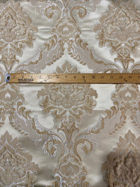 SALE! Prince Simon Designer Brocade Satin Fabric - Taupe Ivory Floral Upholstery Damask - Fancy Styles Fabric Pierre Frey Lee Jofa Brunschwig & Fils