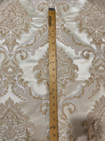 SWATCH Prince Simon Designer Brocade Satin Fabric - Taupe Ivory Floral Upholstery Damask - Fancy Styles Fabric Pierre Frey Lee Jofa Brunschwig & Fils