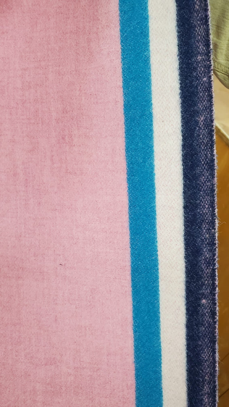 NEW Lady Poirot 100% Wool Made in Italy Coat Fabric Pink with Blue and White Stripes on Selvage - Fancy Styles Fabric Pierre Frey Lee Jofa Brunschwig & Fils