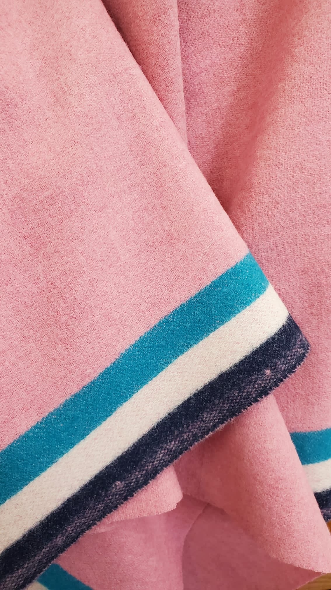 NEW Lady Poirot 100% Wool Made in Italy Coat Fabric Pink with Blue and White Stripes on Selvage - Fancy Styles Fabric Pierre Frey Lee Jofa Brunschwig & Fils