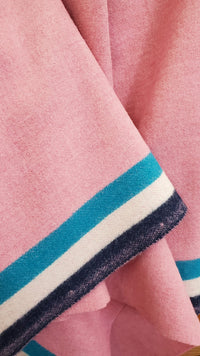 NEW Lady Poirot 100% Wool Made in Italy Coat Fabric Pink with Blue and White Stripes on Selvage - Fancy Styles Fabric Pierre Frey Lee Jofa Brunschwig & Fils