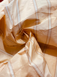 NEW Princess Stella Designer 100% Silk Taffeta Fabric in Peach & Cream - Fancy Styles Fabric Pierre Frey Lee Jofa Brunschwig & Fils