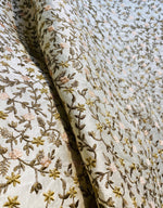 Princess Esme 100% Silk Dupioni Taffeta Embroidered Fabric - Floral Beige BTY - Fancy Styles Fabric Pierre Frey Lee Jofa Brunschwig & Fils