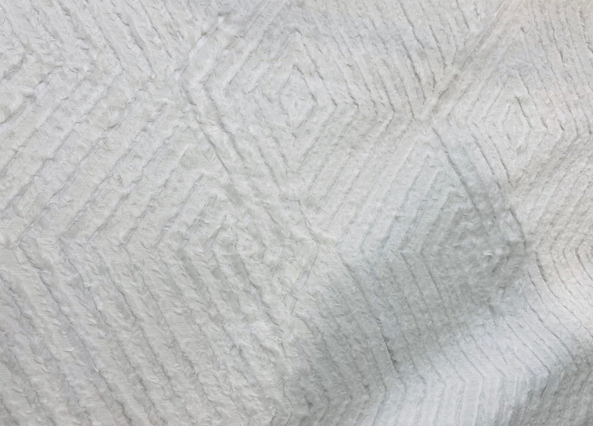 NEW Queen Daenerys Designer Furry Diamond Boucle Upholstery and Decorating Fabric in White - Fancy Styles Fabric Pierre Frey Lee Jofa Brunschwig & Fils
