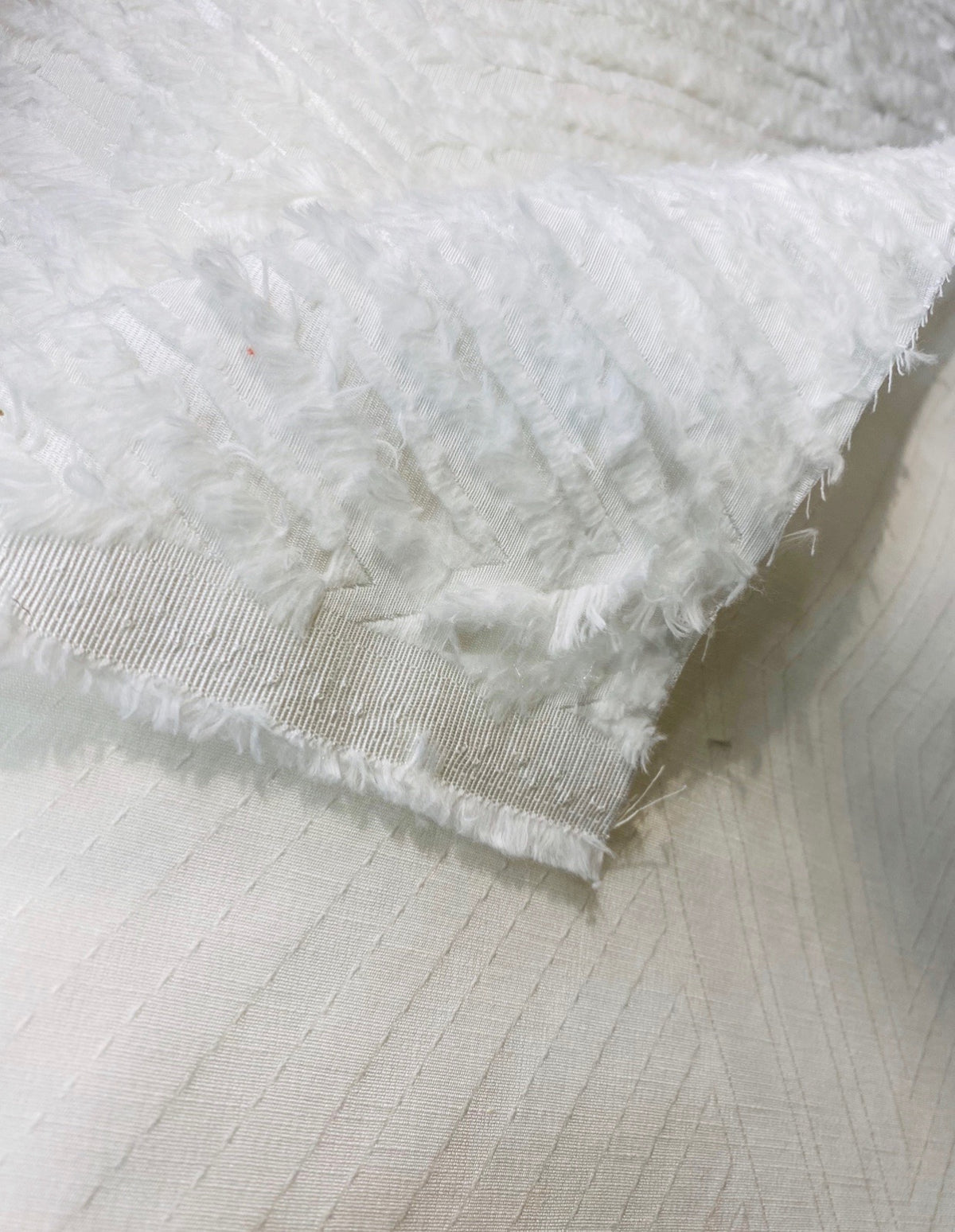 NEW Queen Daenerys Designer Furry Diamond Boucle Upholstery and Decorating Fabric in White - Fancy Styles Fabric Pierre Frey Lee Jofa Brunschwig & Fils