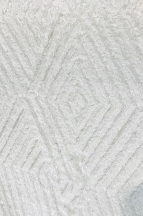 NEW Queen Daenerys Designer Furry Diamond Boucle Upholstery and Decorating Fabric in White - Fancy Styles Fabric Pierre Frey Lee Jofa Brunschwig & Fils