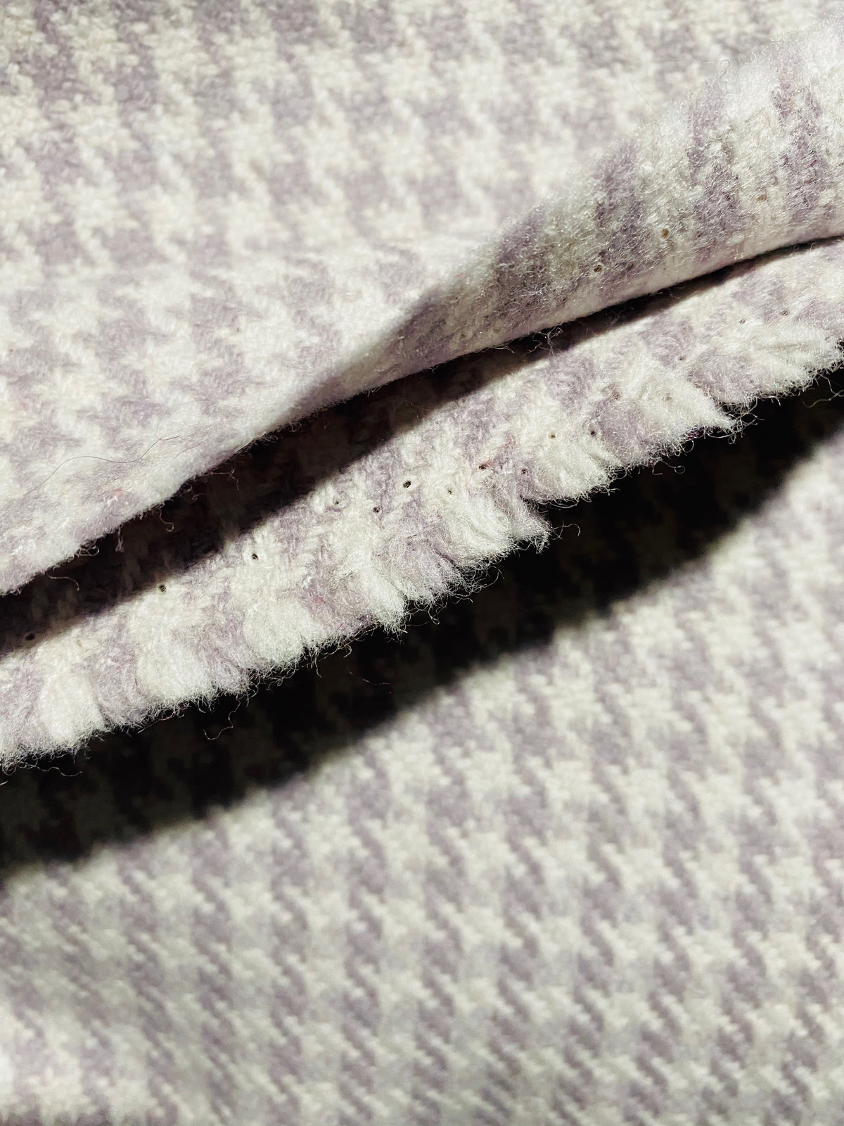 NEW Designer 100% Wool Houndstooth Fabric in Lavender and Cream - Fancy Styles Fabric Pierre Frey Lee Jofa Brunschwig & Fils