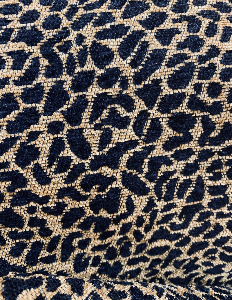 NEW Count Joshua Leopard Upholstery & Drapery Chenille Velvet Fabric in Black & Tan - Fancy Styles Fabric Pierre Frey Lee Jofa Brunschwig & Fils