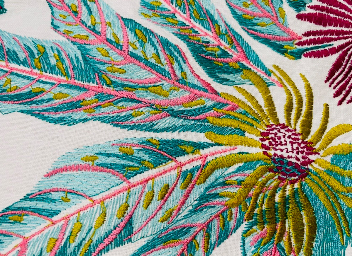 NEW Lord Frederick Novelty Embroidered Floral Drapery and Decorating Fabric in White - Fancy Styles Fabric Pierre Frey Lee Jofa Brunschwig & Fils